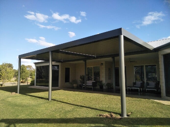 after end result pergola louvre roof - project of the month july 2019